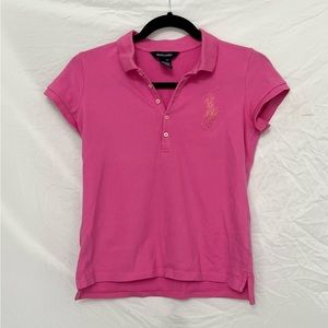 Hot Pink Beaded Ralph Lauren T-Shirt | size: Youth L